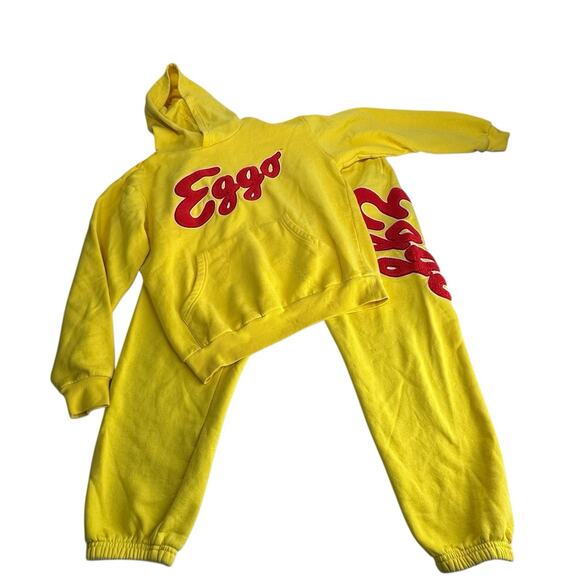 Kellogg’s Eggo Waffles Yellow Tracksuit Hoodie Sweatpants Set Unisex Size S M - Picture 10 of 16